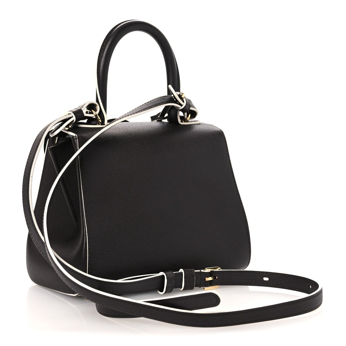 Grained Calfskin Bi-Color Brillant Mini Satchel Black