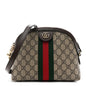 GG Supreme Monogram Textured Dollar Calfskin Web Small Ophidia Dome Shoulder Bag Beige Ebony New Acero