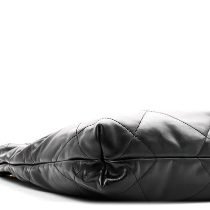 Shiny Calfskin Quilted Small Chanel 22 Black