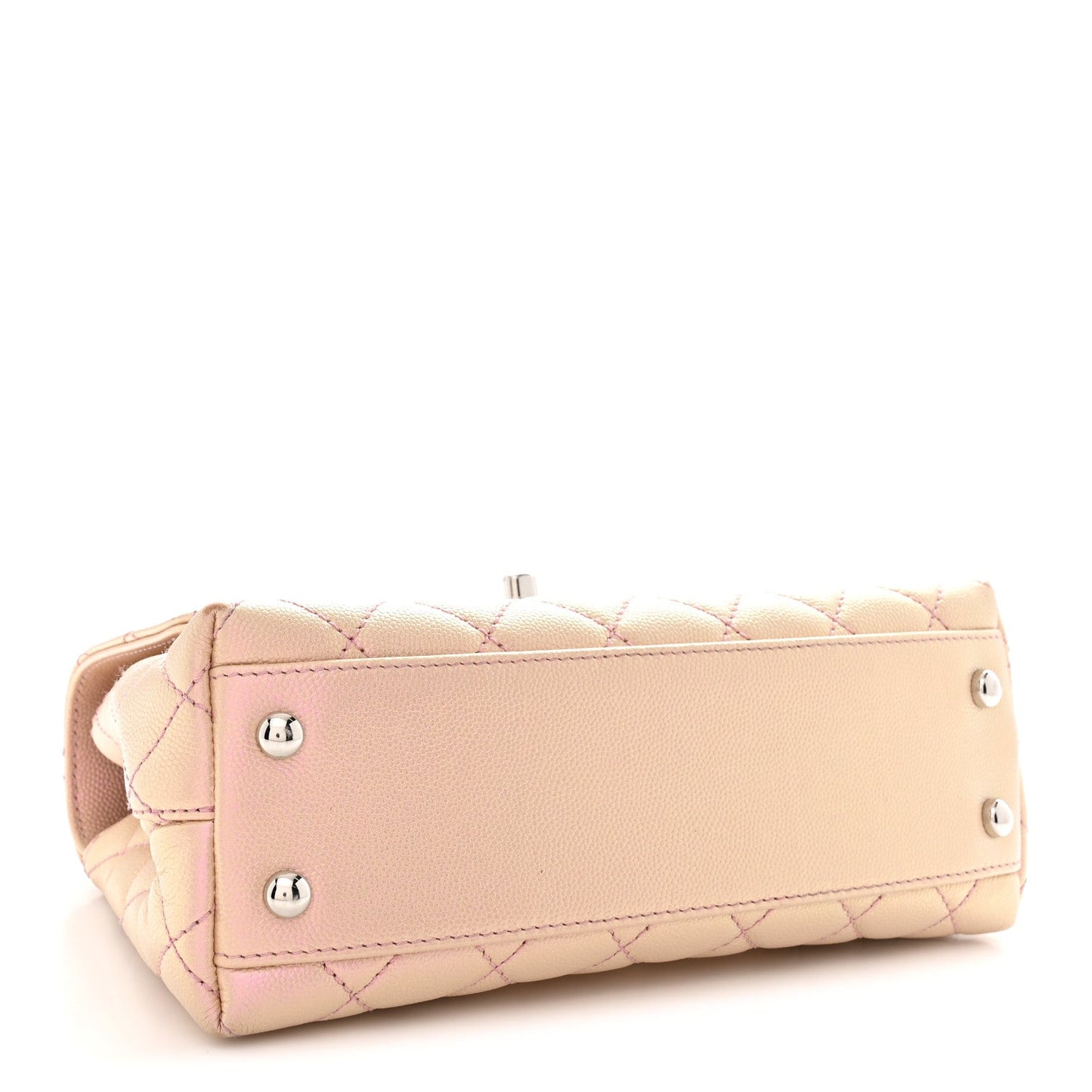 Iridescent Caviar Quilted Mini Coco Handle Flap Pink