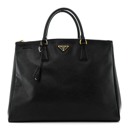 Saffiano Lux Extra Large Galleria Double Zip Tote Black