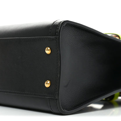 Calfskin Small Diana Tote Bag Black Yellow Fluo