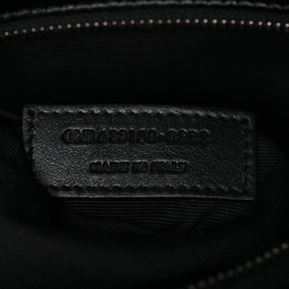 Crinkled Calfskin Matelasse Monogram Medium Niki Chain Satchel Black