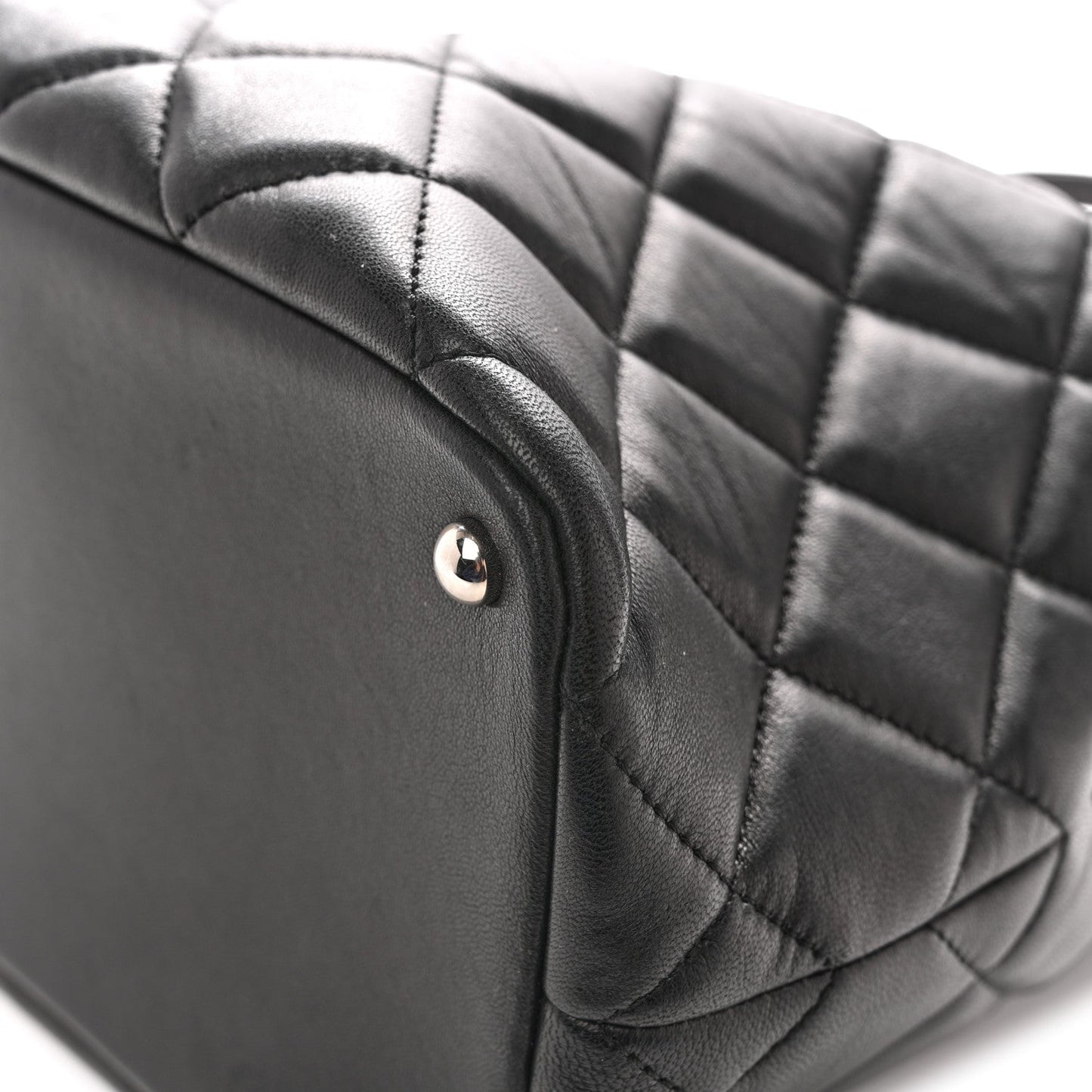 Lambskin Quilted Chic and Soft Shopping Tote Black