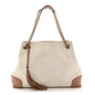 Linen Canvas Pebbled Calfskin Medium Soho Chain Shoulder Bag White Camelia