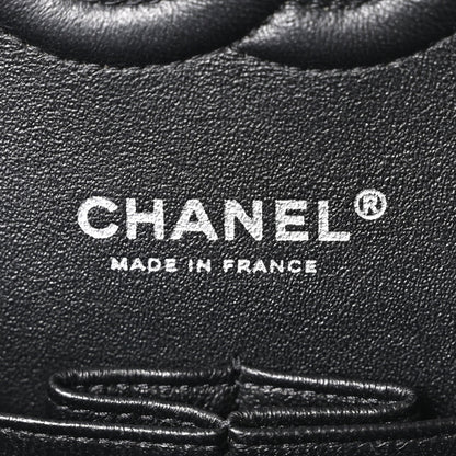 Caviar Chevron Quilted Medium Double Flap Black