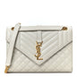 Grain De Poudre Textured Mixed Matelasse Medium Triquilt Monogram Satchel Crema Soft