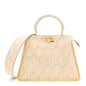 Chenille Suede Metal FF Small Peekaboo I SEE U Satchel Beige White