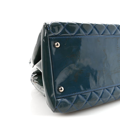 Patent Quilted Large Just Mademoiselle Bowling Bag Dark Blue