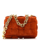 Suede Maxi Intrecciato Padded Chain Cassette Crossbody Bag Maple