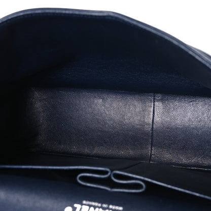 Lambskin Quilted Jumbo Double Flap Navy