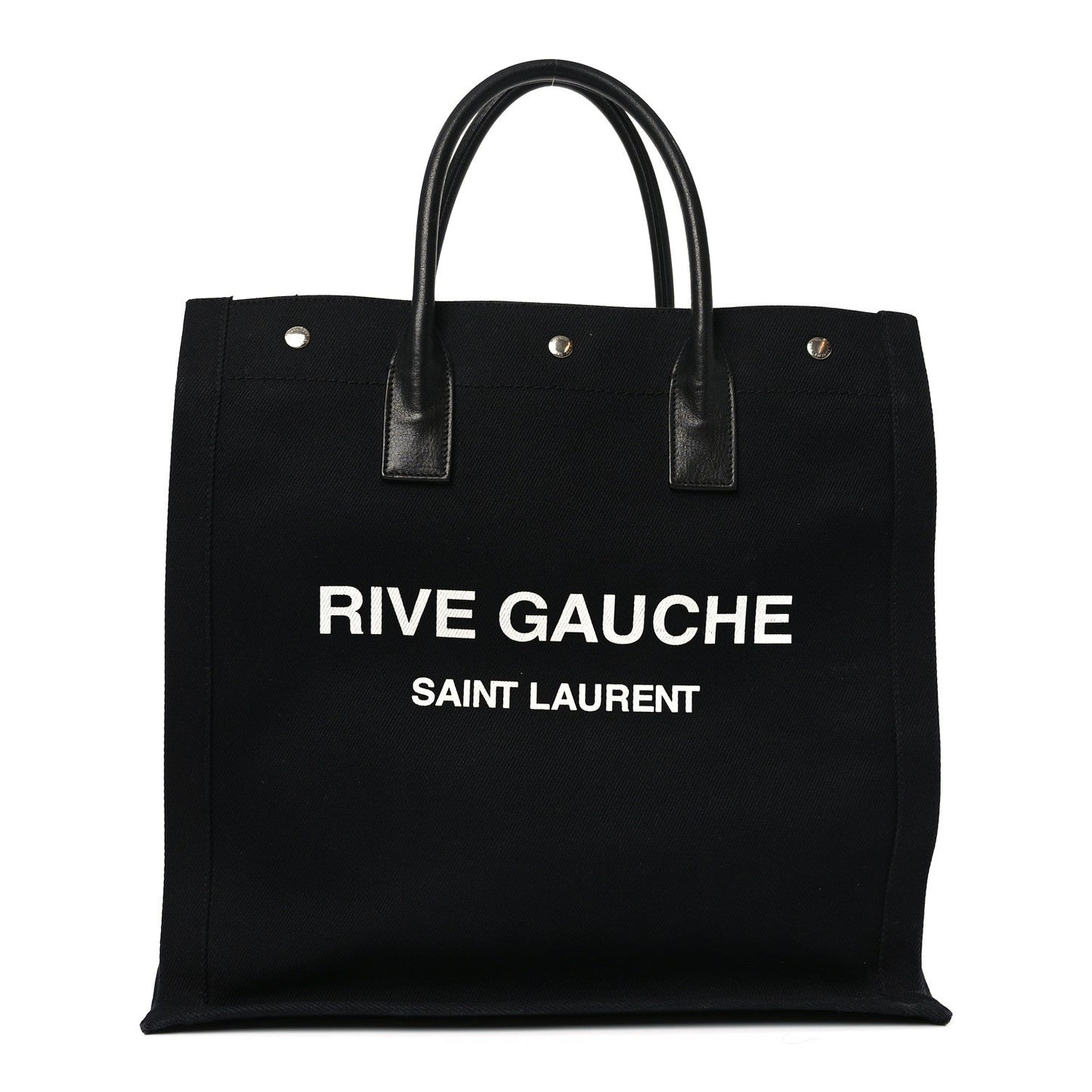 Linen Calfskin Rive Gauche North South Tote Black