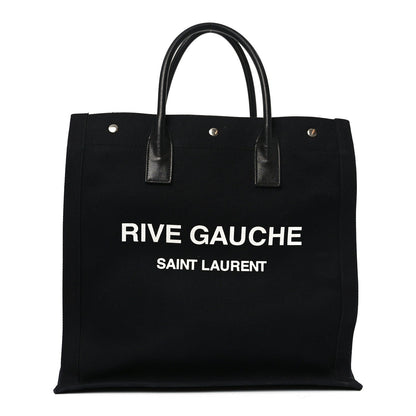 Linen Calfskin Rive Gauche North South Tote Black