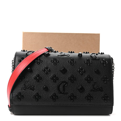 Calfskin Spikes Loubinthesky Paloma Clutch Black