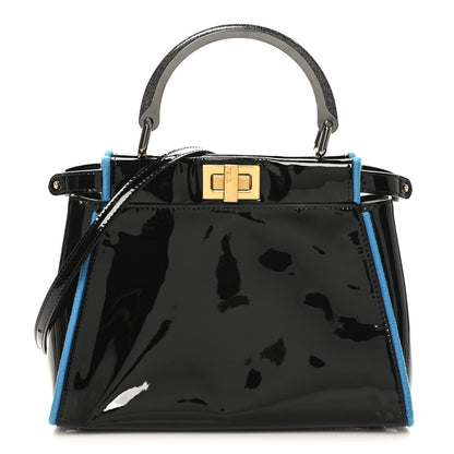 Patent Mini Plexi Handle Peekaboo Iconic Satchel Black Blue