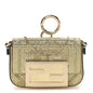 Crystal Vitello Laminato FF Nano Maxi Buckle Baguette Charm Light Gold