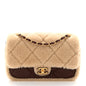Shearling Lambskin Quilted Furry Coco Flap Beige Dark Brown