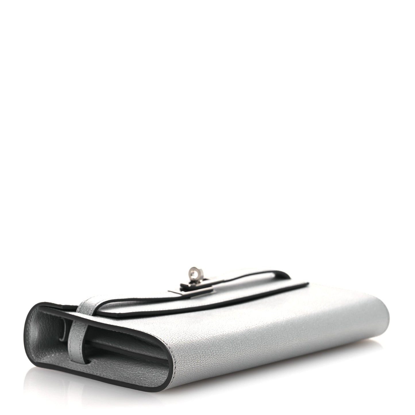 Metallic Chevre Chamkilight Kelly Wallet To Go Argent