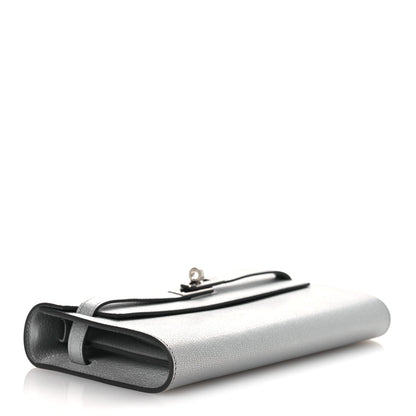 Metallic Chevre Chamkilight Kelly Wallet To Go Argent