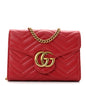 Calfskin Matelasse GG Marmont Chain Wallet Hibiscus Red