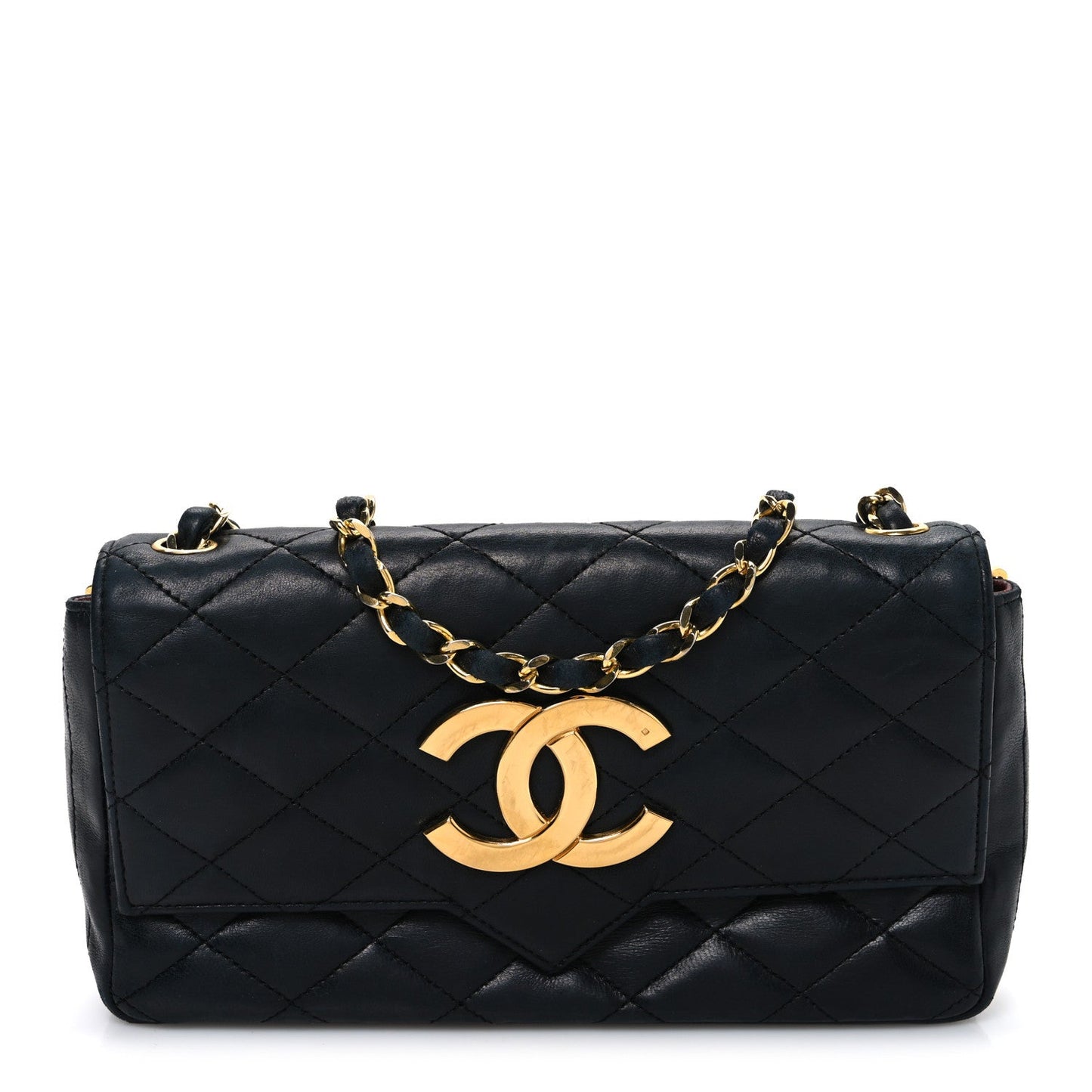 Lambskin Quilted Jumbo CC Small Single Flap Black