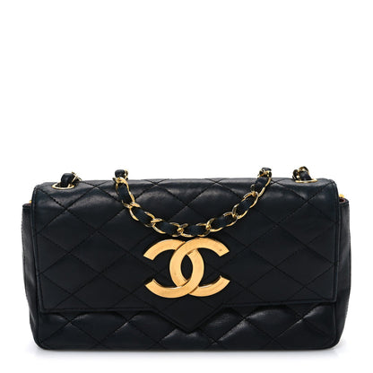 Lambskin Quilted Jumbo CC Small Single Flap Black