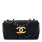 Lambskin Quilted Jumbo CC Small Single Flap Black