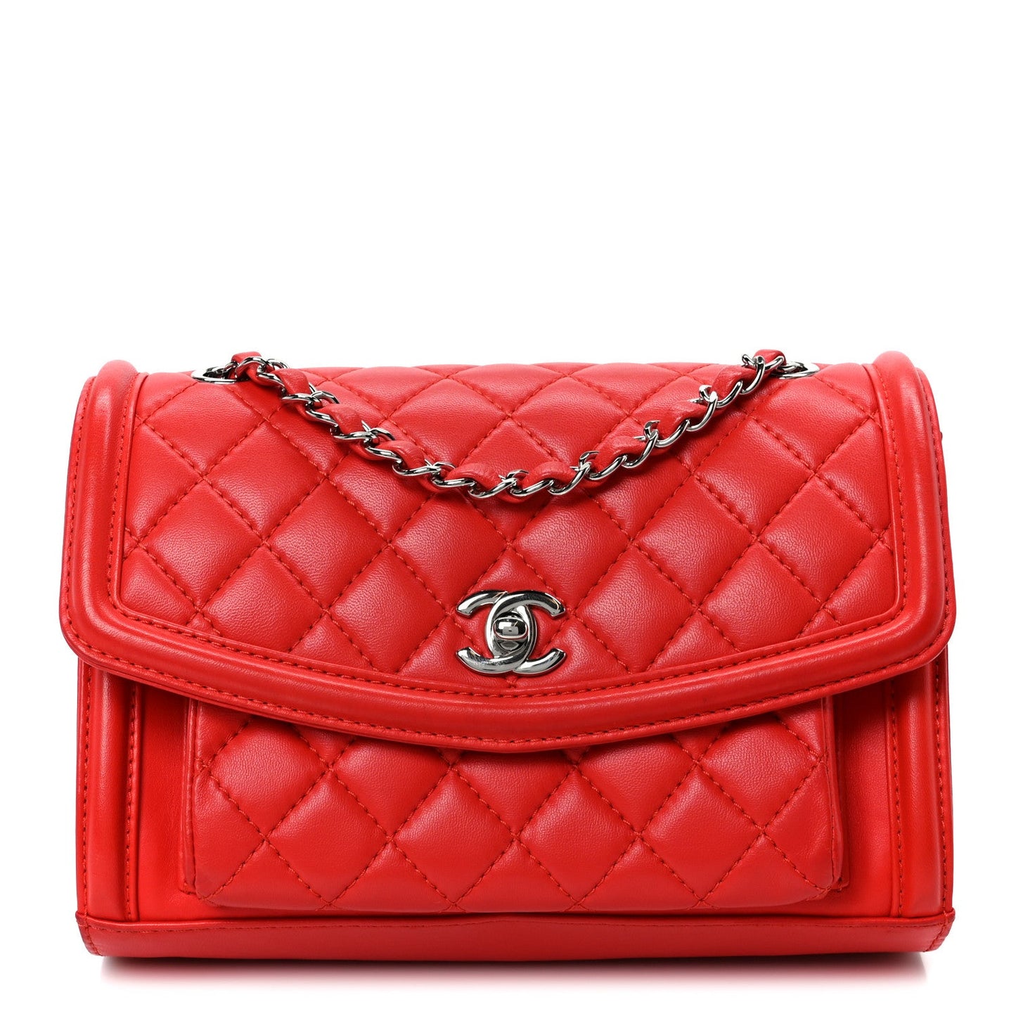 Lambskin Quilted Small Geometric Flap Red