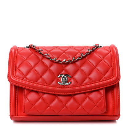 Lambskin Quilted Small Geometric Flap Red