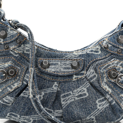 Denim BB Monogram Le Cagole Shoulder Bag XS Blue