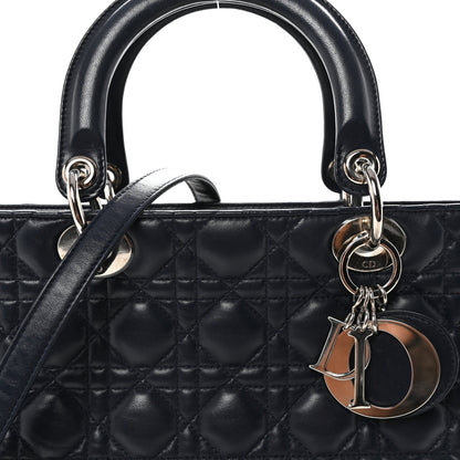 Lambskin Cannage Large Lady Dior Navy Blue