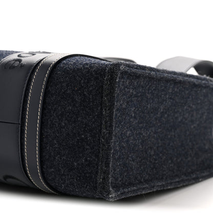 Felt Shiny Calfskin Medium Woody Ribbon Tote Obscure Navy