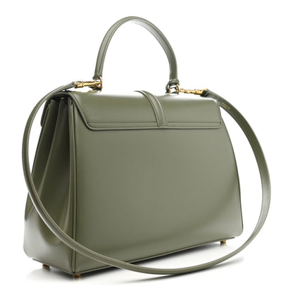 Satinated Calfskin Medium 16 Top Handle Bag Sage