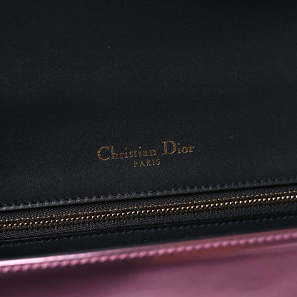 Metallic Patent Micro-Cannage Medium Diorama Flap Bag Pink