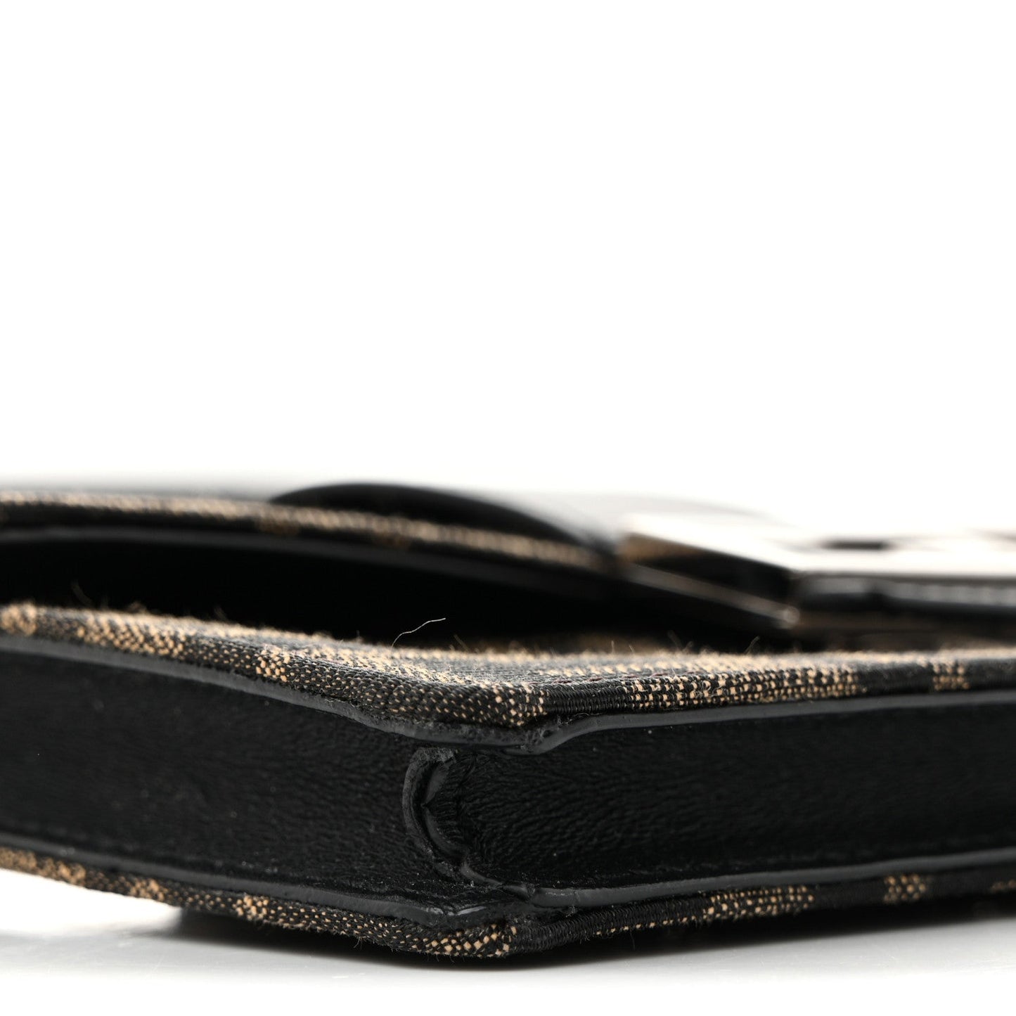 Recycled Fabric Jacquard Vitello Grace FF 1974 Baguette Belt Pouch Tobacco Moro Black