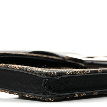 Recycled Fabric Jacquard Vitello Grace FF 1974 Baguette Belt Pouch Tobacco Moro Black