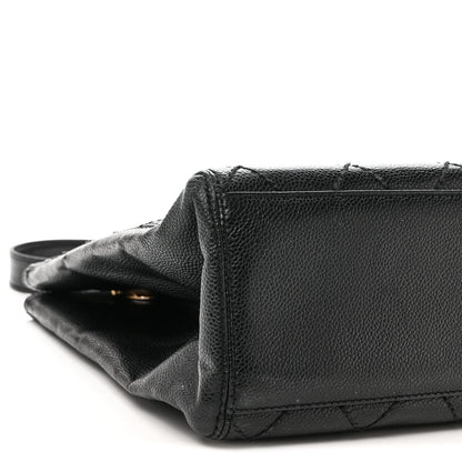 Caviar Quilted Shopping Tote Black