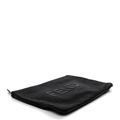 Cotton Canvas Vitello Grace Light Logo Flat Pouch Black