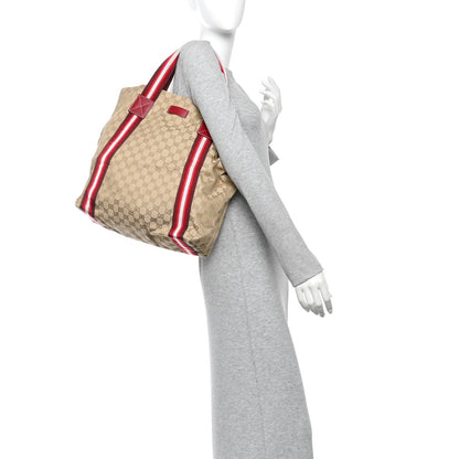 GG Monogram Medium Web Handle Vertical Tote Red