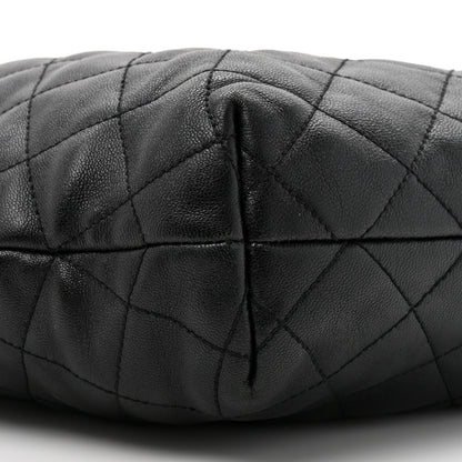 Lambskin Quilted Maxi Icare Shopping Tote Black