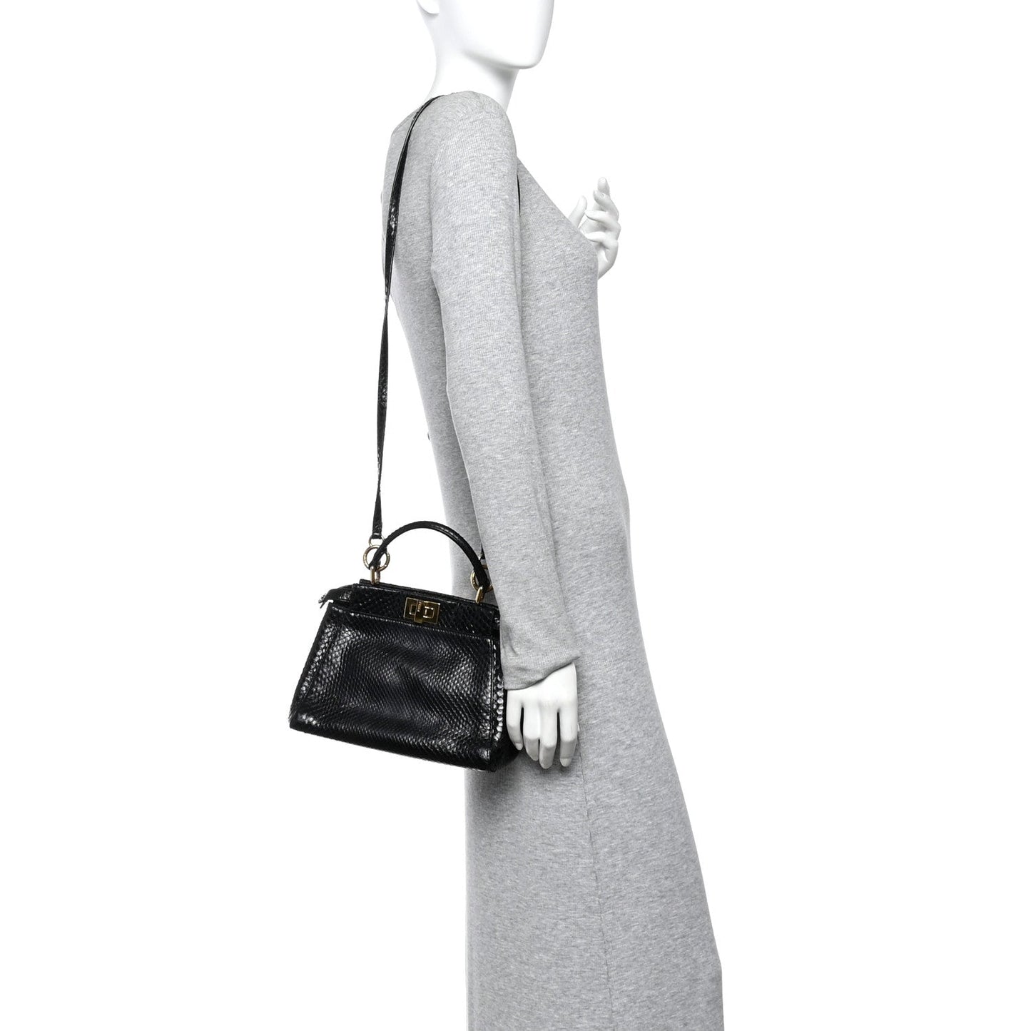 Snakeskin Nappa Mini Peekaboo Iconic Satchel Black