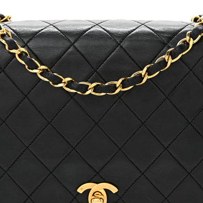 Lambskin Quilted Small Single Flap Black