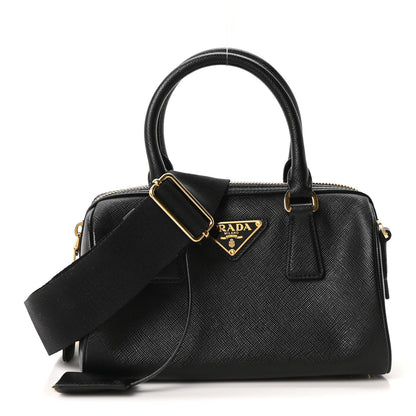 Saffiano Lux Mini Boston Crossbody Bag Black