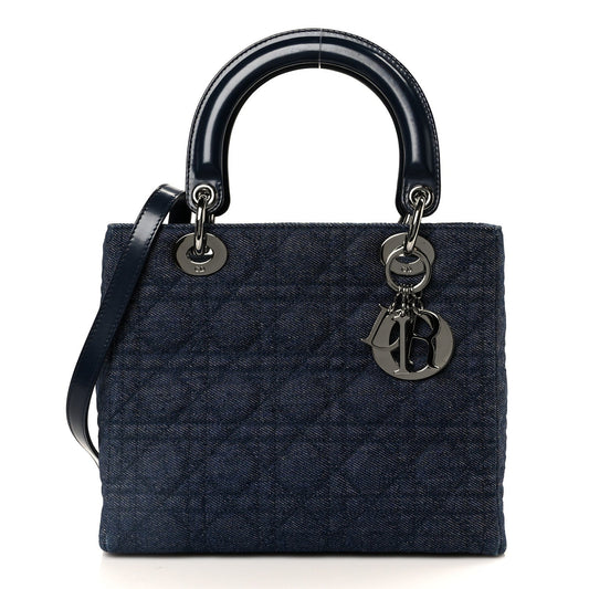 Denim Cannage Medium Lady Dior Blue Black