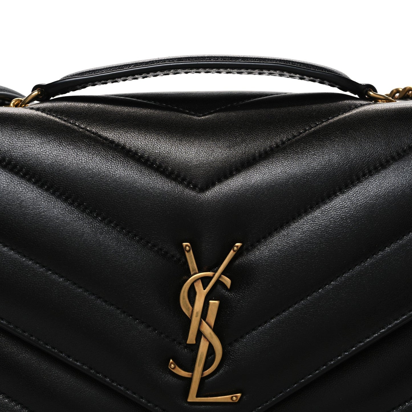 Lambskin Chevron Quilted Medium Loulou Black