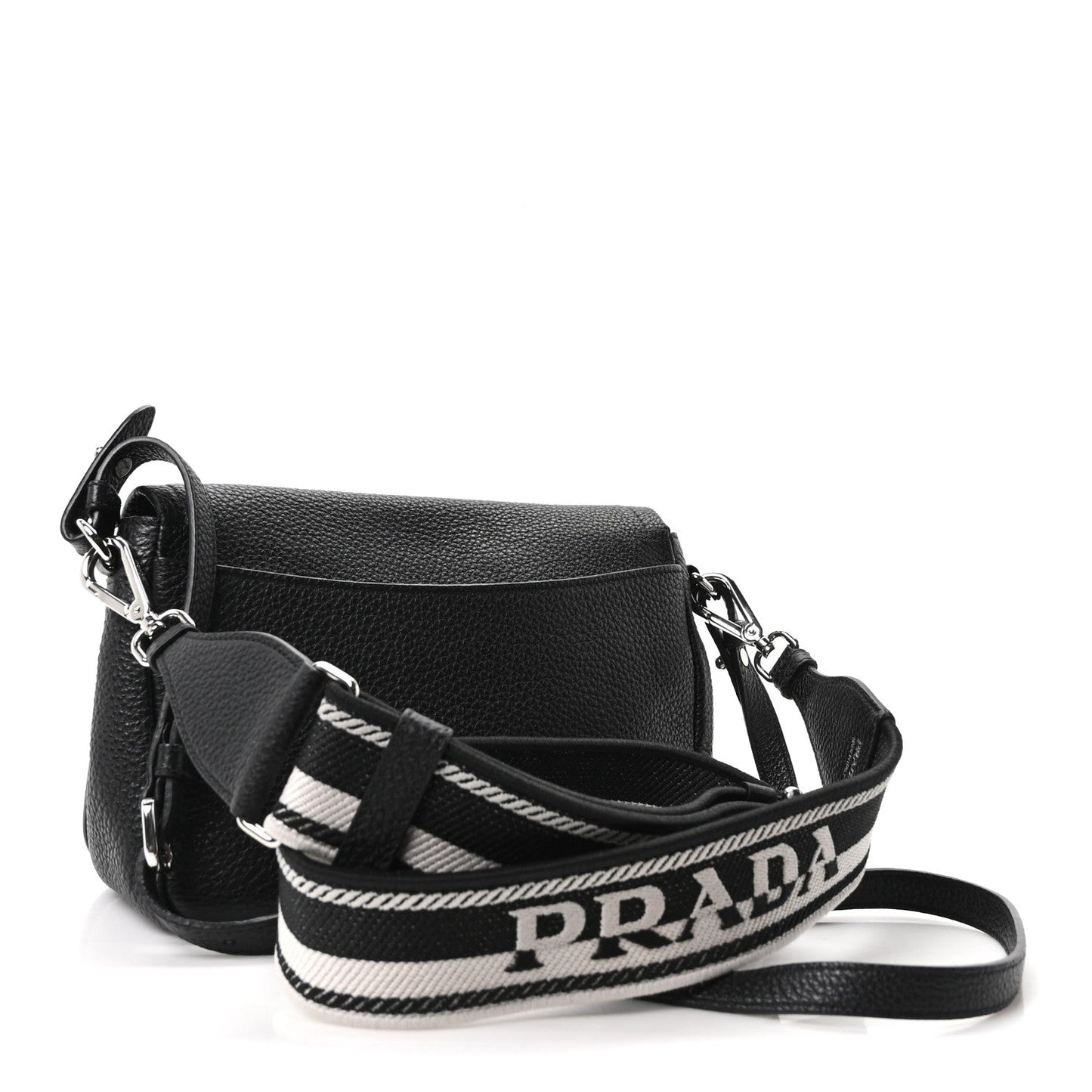 Vitello Daino Soft Flap Crossbody Black