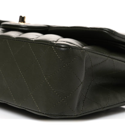 Lambskin Quilted Medium Double Flap Khaki