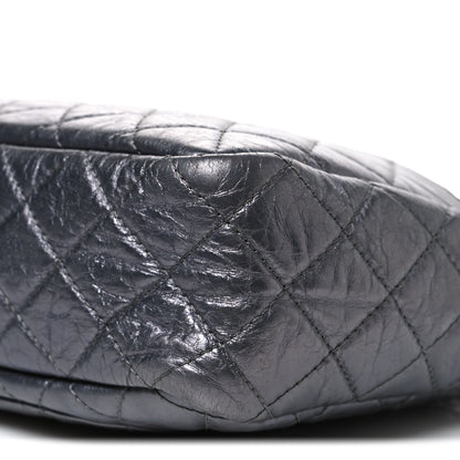Metallic Aged Calfskin Quilted Large Reissue Camera Case Silver