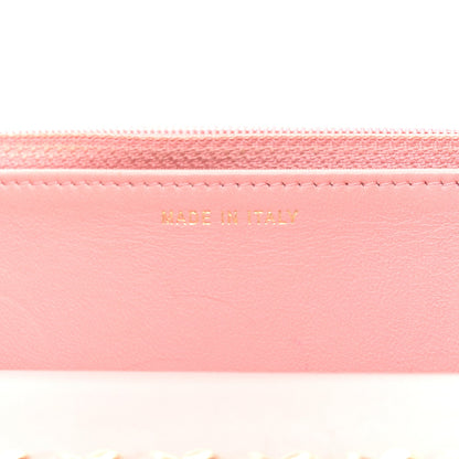 Lambskin Chevron Quilted Trendy CC Wallet On Chain WOC Pink