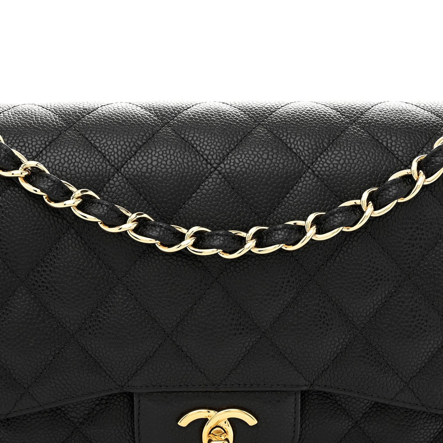 Caviar Quilted Jumbo Double Flap Black